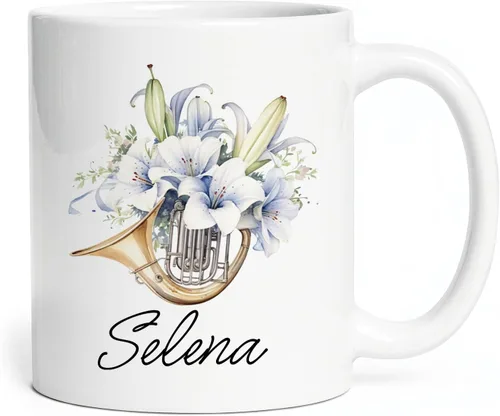 Vista 10 de Taza personalizada para músico 2023, taza de violín personalizada con nombre, violín y notas musicales, taza de cerámica de 11 oz y 15 onzas, taza
