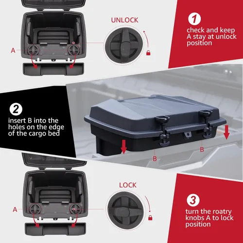 Vista 5 de A & UTV PRO Caja de almacenamiento de cama para Can Am Defender, HD10 HD9 HD8 HD5 Max/Can Am Commander, compatible con accesorios Can-Am Defender