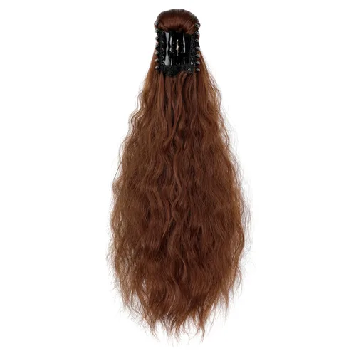 Vista 4 de Extensión de cola de caballo de garra de 18 pulgadas, extensiones de cabello lacio con clip, cola de caballo larga para mujer, extensiones de cola