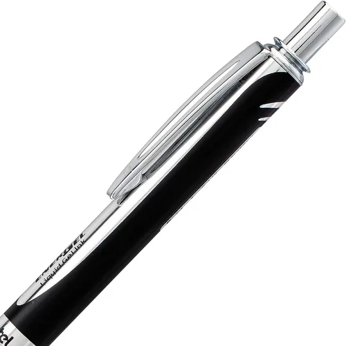 Vista 5 de Pentel Energel 0.7mm Alloy RT Bolígrafos retráctiles de gel con tinta - Paquete de 3 - Barriles metálicos de color negro, plateado y aguamarina