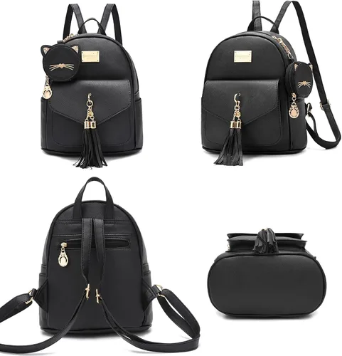 Vista 2 de I IHAYNER Mochila de moda para niñas, mini monedero, mochila pequeña de cuero para adolescentes, niñas con monedero
