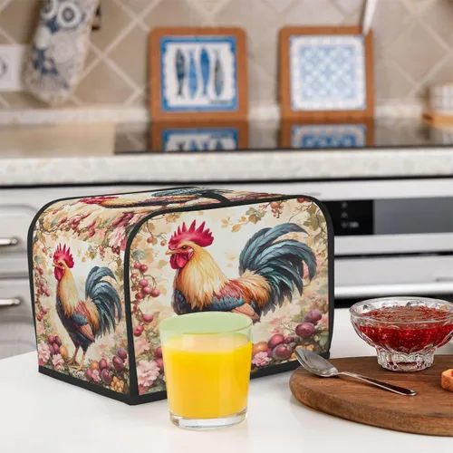 Vista 6 de Funda para tostadora de animales de gallo, 2 rebanadas, protección contra el polvo y las huellas dactilares, fundas para pan, fundas lavables