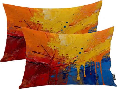 Vista 25 de Shrahala Juego de 2 fundas de almohada de mandala de color beige para exteriores, cuadradas, mandala, para interiores, de lino resistente al agua