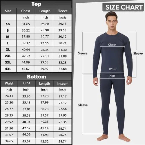 Vista 6 de CL convallaria Paquete de 2 calzoncillos térmicos para hombre, ropa interior larga suave y cálida, capa base para clima frío