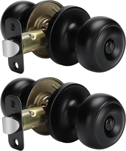 Vista 87 de Goldenwarm Pomos de puerta de paso de bronce champán, 1 paquete de pomos para puerta de armario interior, juego de perillas de puerta de paso