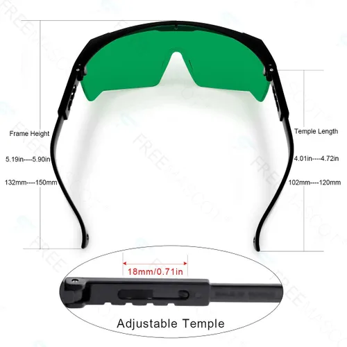 Vista 3 de FreeMascot Gafas de seguridad láser UV y rojas para 405 nm, 445 nm, 650 nm y luz láser infrarroja para depilación, protección ocular con montura