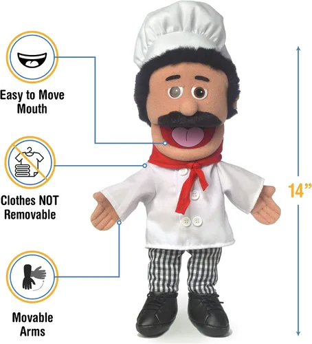 Vista 3 de Chef Luigi, marioneta de mano de 14