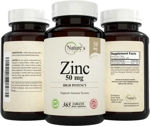 Vista 4 de Nature's Potent Zinc 50 mg, suplemento de apoyo inmunológico, alta potencia para una máxima salud inmune y antioxidante, fabricado en Estados Unidos