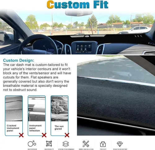 Vista 4 de x xotic tech Alfombrilla para consola central para tablero de instrumentos precortada, antideslizante, protector solar y deslumbramiento, cubierta