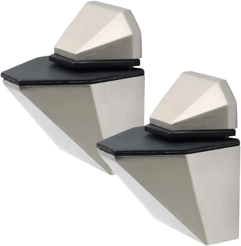Vista 2 de Soporte de pared ajustable de metal para madera/vidrio, 2 unidades o un par, níquel cepillado (paquete de 2)