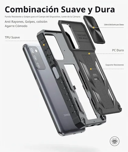 Vista 5 de SOiOS Funda protectora para Samsung Galaxy A03s con soporte y control