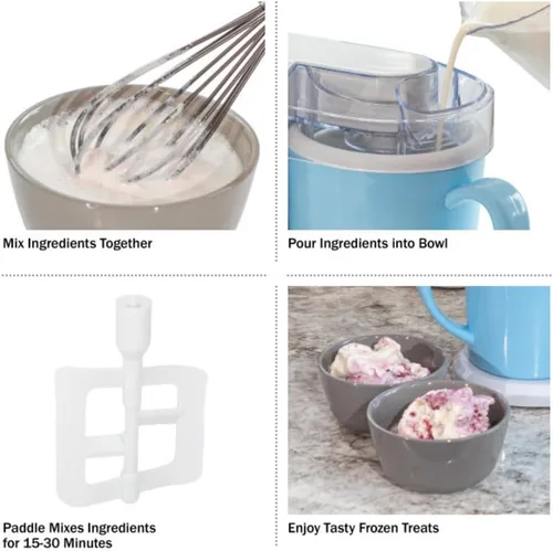 Vista 4 de Máquina para hacer helados - Máquina de helados de 1 cuarto de galón para sorbete, gelato, yogur congelado y más - Electrodomésticos y accesorios