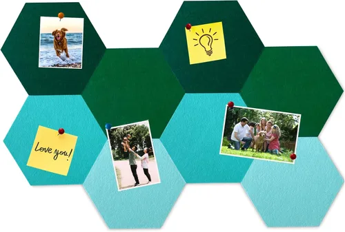 Vista 41 de 8 Piezas Azulejos Hexagonales de Tablero de Corcho de Fieltro, Autoadhesivos DIY Tablero de Anuncios Tablero de Clavijas para Oficina Escuela Hogar