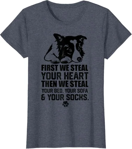 Vista 50 de Border Collie Steal Your Heart Steal Your Bed - Camiseta de sofá, Gris