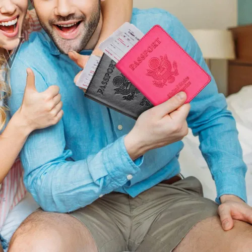Vista 7 de Combo de tarjetero para pasaporte y vacuna, soporte para pasaporte con ranura para tarjeta de vacuna, cartera para pasaporte, funda para pasaporte