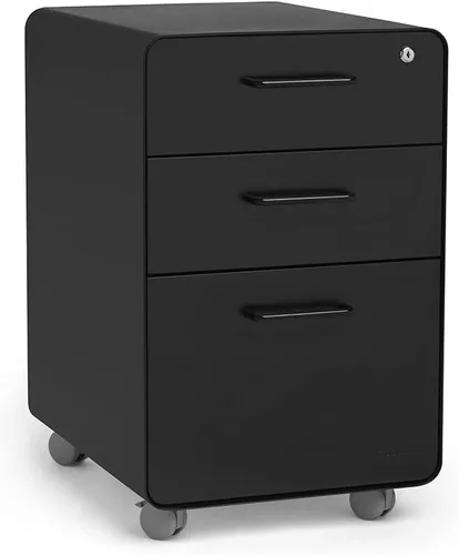 Vista 3 de Mueble archivero Poppin con 3 cajones extraíbles Negro