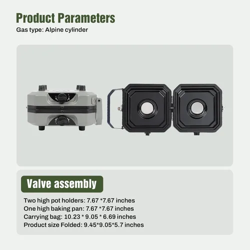 Vista 7 de Dollate Estufa de camping de 2 quemadores con bolsa de transporte, estufa de propano portátil de 16000 BTU para camping, estufa de camping plegable