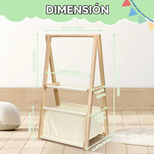 Vista 2 de Okydoky Cesta de regalo de madera para baby shower, almacenamiento de doble