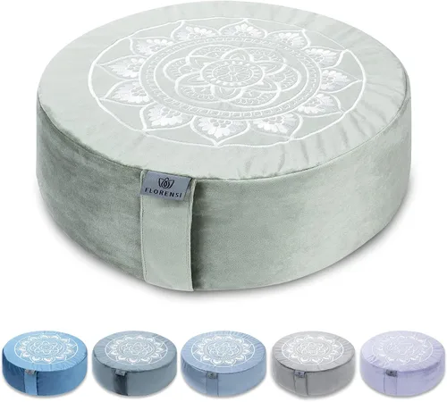 Vista 16 de Florensi - Cojín de meditación de terciopelo gris para yoga