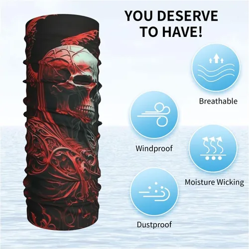 Vista 5 de HERRECX grim reaper skull angel god skeleton red Neck Gaiter Face Cover Scarf Balaclava Bandana for Women Men Gaiter Mask for Motorcycle Cycling