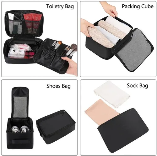 Vista 3 de BAGAIL Juego de 8 cubos organizadores de equipaje para accesorios de viaje (negro azabache)
