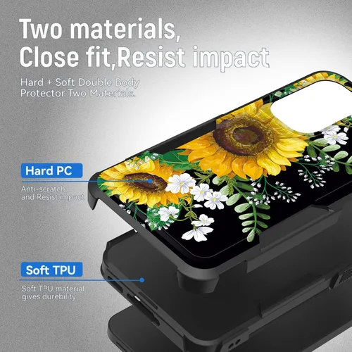 Vista 476 de Funda para Galaxy A14 5G, resistente de doble capa híbrida de policarbonato duro, goma suave, a prueba de golpes, funda protectora resistente