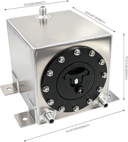 Vista 2 de Tanque universal de celda de combustible de 1 galón 4L con tapa y remitente de nivel de aluminio pulido plateado