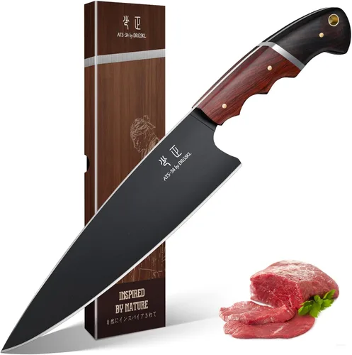 Vista 14 de DRGSKL - Cuchillo utilitario de cocina de Japón - Cuchillo pequeño de chef de 5 pulgadas forjado de una sola pieza de acero de alto carbono ATS-34