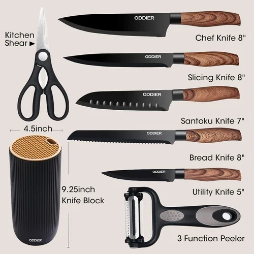Vista 4 de Juego de Cuchillos, Juego de Cuchillos de Cocina de 8 Piezas, Juego de Cuchillos de Acero Inoxidable para Cocina, Juego de Bloque de Cuchillos