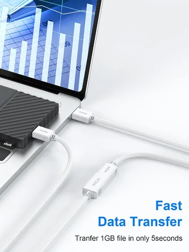 Vista 2 de VCZHS Tech Cable de extensión USB blanco de 1 pie, extensor USB 3.0 para transferencia de datos de alta velocidad y carga rápida, duradero