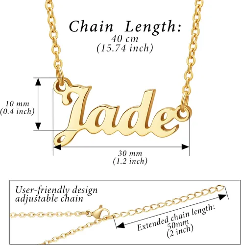 Vista 5 de Ldurian Name Necklace Personalized Name Pendant Necklace Christmas Gifts 14K Gold Dainty Name Plate Necklaces Birthday Jewelry Gift for Teen Girls
