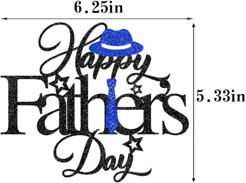 Vista 2 de Decoración para tartas con purpurina negra para el día del padre, feliz cumpleaños papá, te amamos papá, decoraciones de fiesta del día del padre