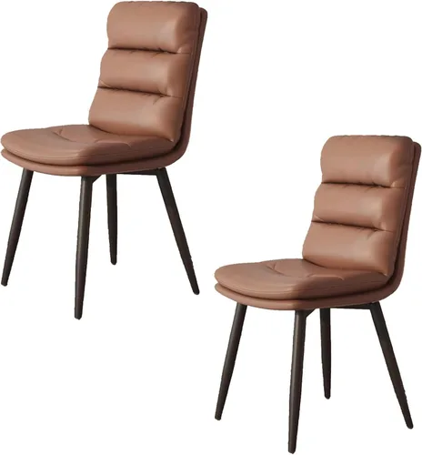 Vista 28 de Upholstered Dining Chairs Set of 4, Leather Kitchen Chair with Metal Legs, Dining Room Kitchen Chair with Back for Brown