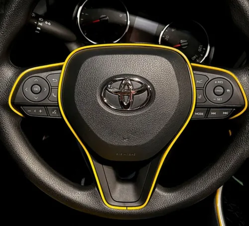 Vista 6 de Panel de puerta de moldura decorativa para interior de automóvil, tira de 10 pies (amarillo)