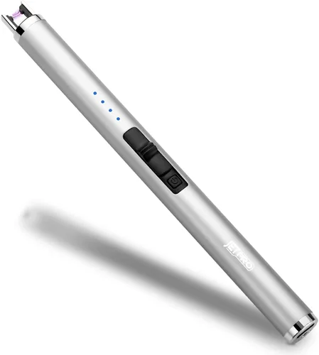 Vista 11 de Encendedor de velas recargable por USB, encendedor de arco electrónico, resistente al viento, sin llama, con botón de seguridad para camping, Negro