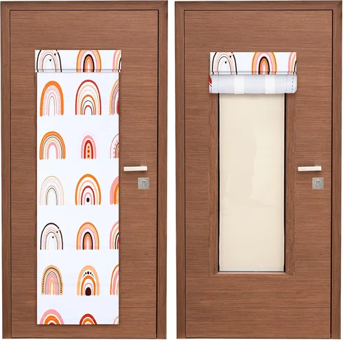 Vista 13 de Leinuosen 2 piezas cortinas cubiertas para puerta y ventana de aula, cortinas opacas de bloqueo para puertas de vidrio, cobertura de ventanas