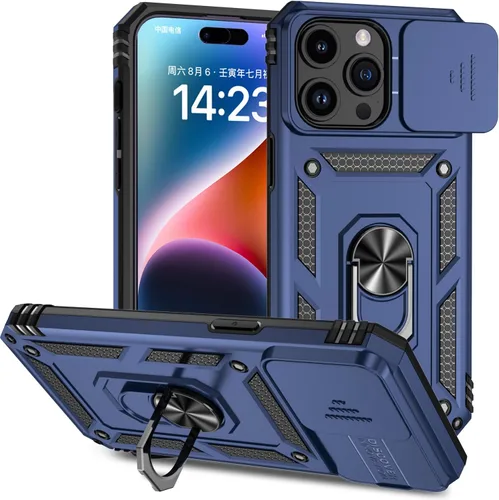 Vista 35 de Funda magnética compatible con iPhone 14 Pro de 6.1 pulgadas, funda magnética para iPhone 14 Pro con cubierta de cámara y soporte de grado militar