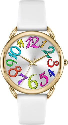 Vista 11 de Bisley Reloj para mujer de cara grande, colorido número arábigo, fácil de leer, correa de silicona suave