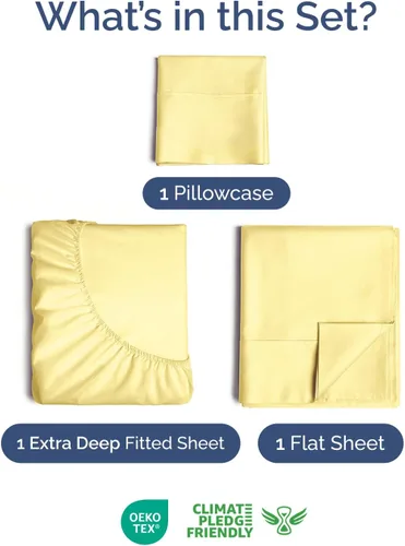 Vista 248 de Extra Deep Twin XL Sheet Set - 3 Piece College Dorm Room - White 01-Blanco
