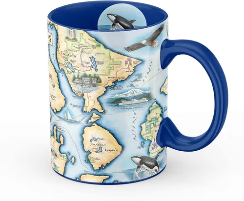 Vista 15 de Taza de cerámica con mapa de 1000 islas de Xplorer Maps (16oz) – Taza de café libre de BPA para bebidas frías y calientes – Perfecta para oficina