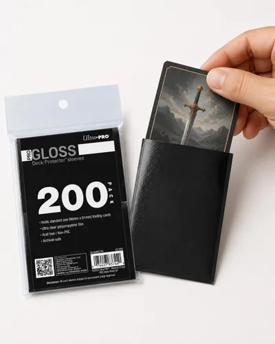 Vista 3 de Ultra PRO - 200 unidades Fundas protectoras para mazos de cartas negras PRO-Gloss tamaño estándar, Protege y almacena cartas coleccionables