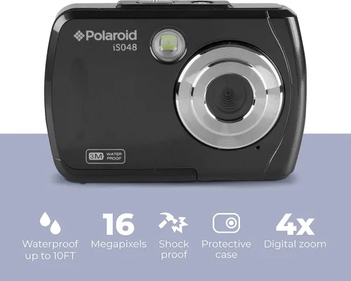 Vista 2 de Polaroid IS048 Cámara digital - Pequeña cámara de acción portátil portátil y ligera impermeable de 16 MP para compartir instantáneamente (negro)