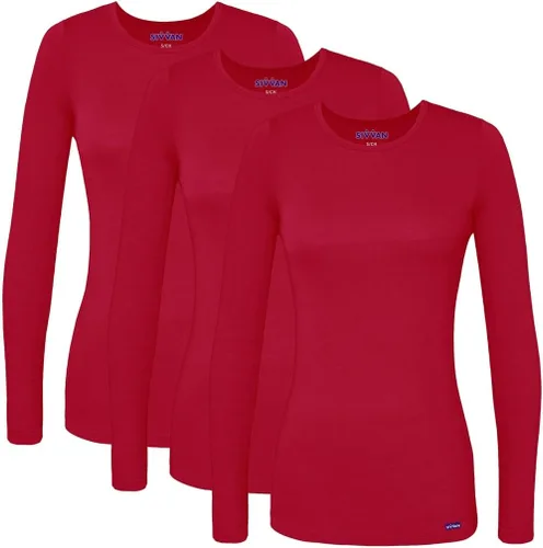 Vista 11 de Sivvan 3-Pack Women's Long-Sleeve Comfort Underscrub Tee, Scrubs Undershirts Aguamarina (Aquamarine)