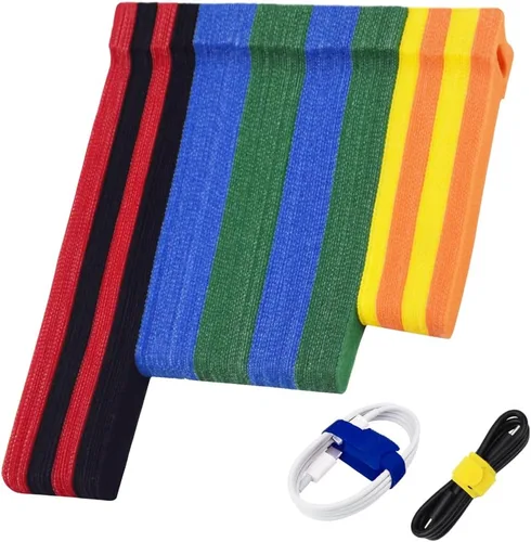 Vista 14 de 70 bridas de cables reutilizables color rosa, para organizar cables, reutilizables, para electrónica, de gancho y bucle para computadora, de 4, 6, 8