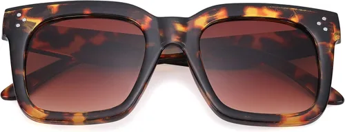 Vista 13 de Bouryo Gafas de sol cuadradas retro de gran tamaño para mujer, lentes planas, lentes degradadas, UV400