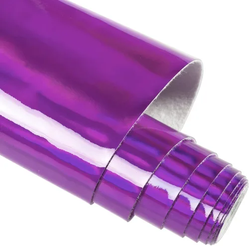 Vista 9 de HGUAN Tela de vinilo holográfica de 12 x 53 pulgadas, 1 rollo de hojas de piel sintética son adecuadas para lazos, aretes de cuero y otros artículos