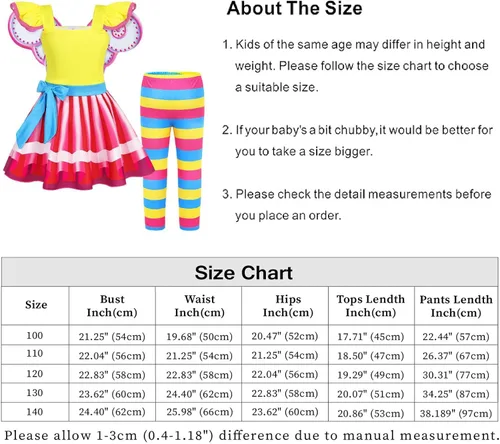 Vista 7 de HenzWorld Nancy Disfraz de mariposa con alas de hada para niñas, disfraz de Halloween, ropa de fiesta de cumpleaños