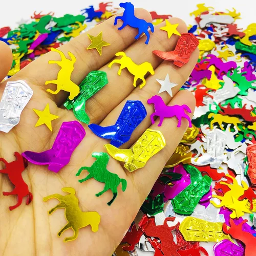Vista 2 de Confeti Western Confetti West Cowboy Patrick Horse Boot Table Confetti Party Favor 1.5 onzas