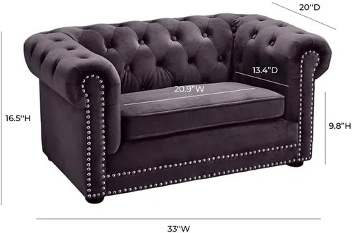 Vista 6 de TOV Furniture The Dachshund Collection - Sofá elevado tapizado de terciopelo hecho a mano para mascotas, color gris