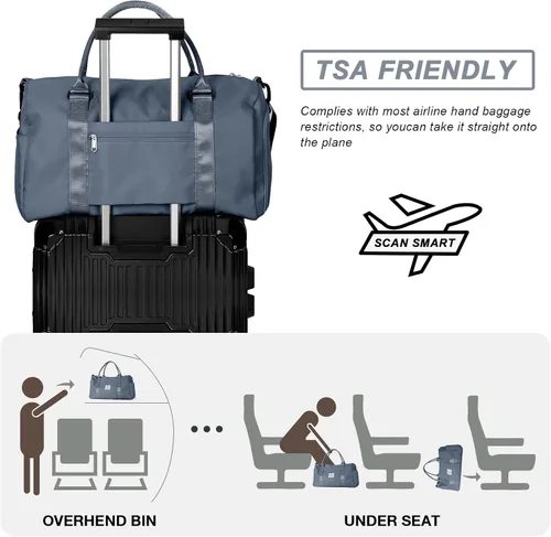 Vista 6 de Weekender Gym - Bolsas de lona para mujer con neceser, A-haze Azul